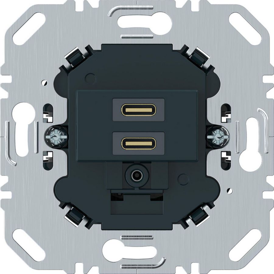 USB C+C (PD) wandcontactdoos zwart