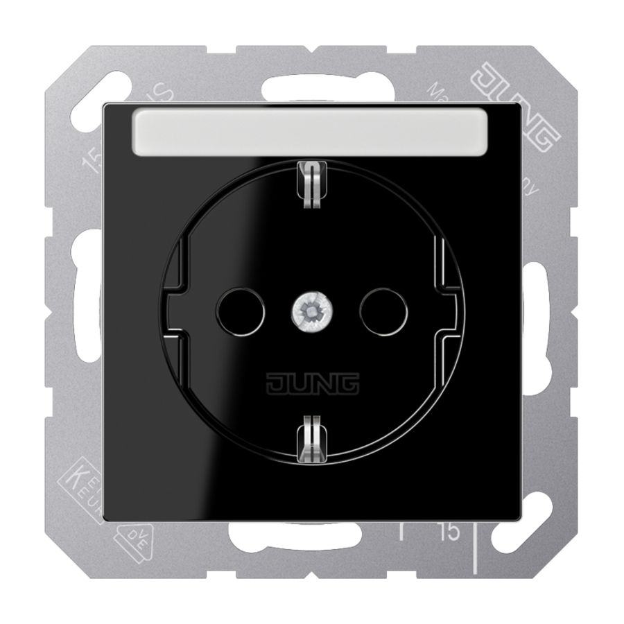 Wandcontactdoos zwart sl.vast R/A KV&tekstvstr A500
