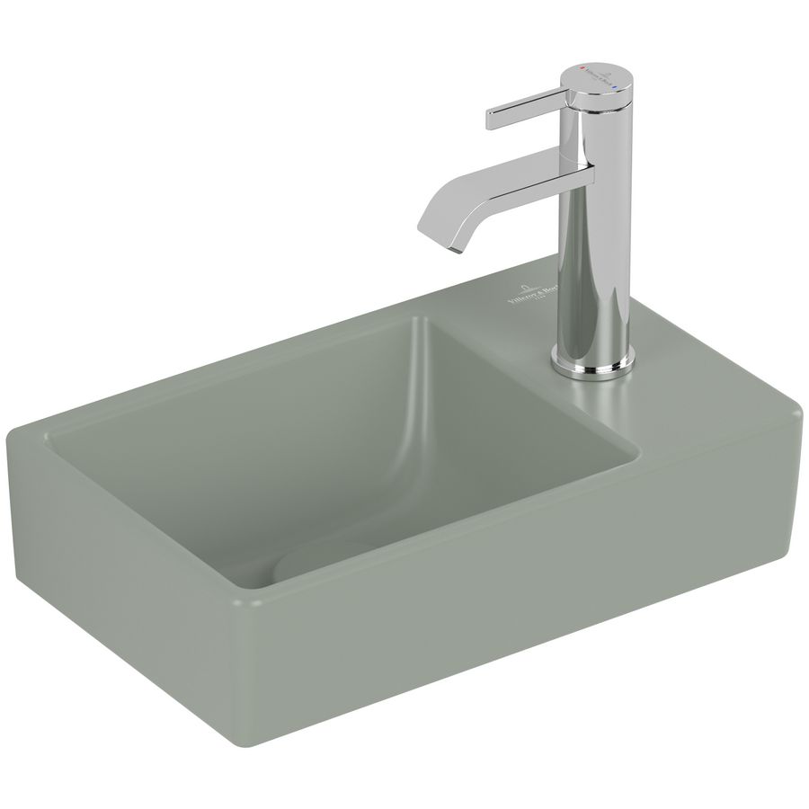 Fontein Avento 360x220mm Morning Green CeramicPlus kraangat rechts zonder overloop