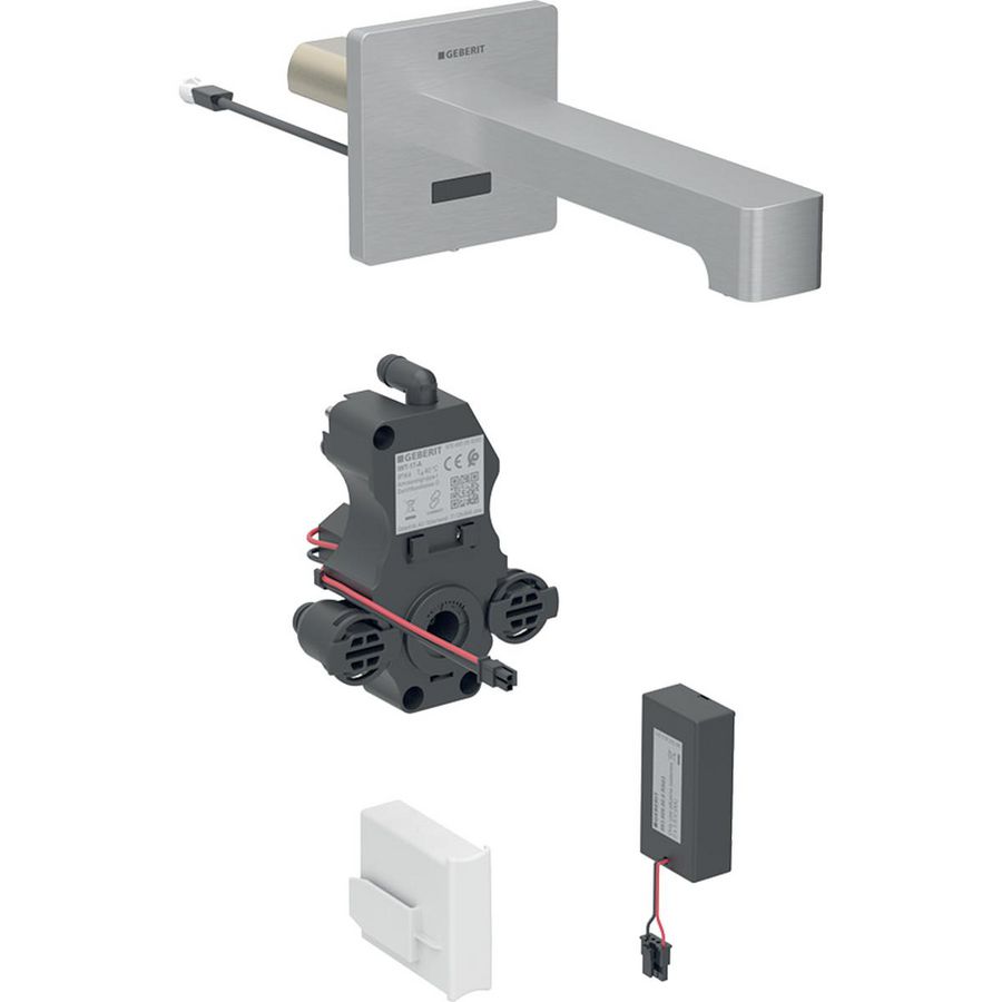 Brenta wastafelwandmengkraan  batt inb-functiebox rvs/gebL=17cm