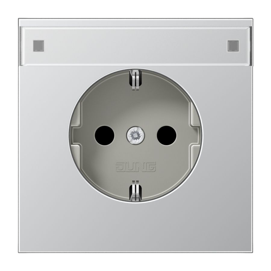 Wandcontactdoos aluminium besch.cont. & tekstvast