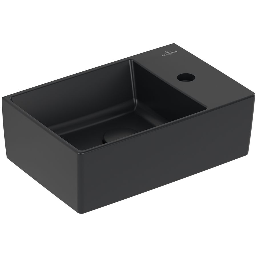 Fontein Memento 2.0 400x260mm Pure Black CeramicPlus kraangat rechts zonder overloop