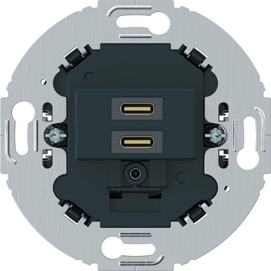 USB C+C (PD) wandcontactdoos berker 1930/R.classic zwart
