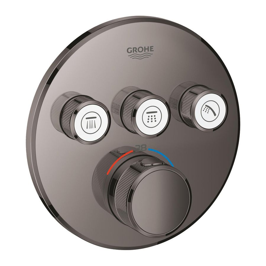 Grohtherm SMARTCONTROL afbouwdeel thermostaat hard graphite (donker grijs) rond incl. omstel(3x)