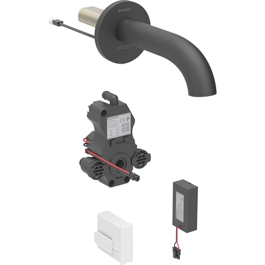 Piave wst wandkraan batt inb-functiebox matzwart L=17cm