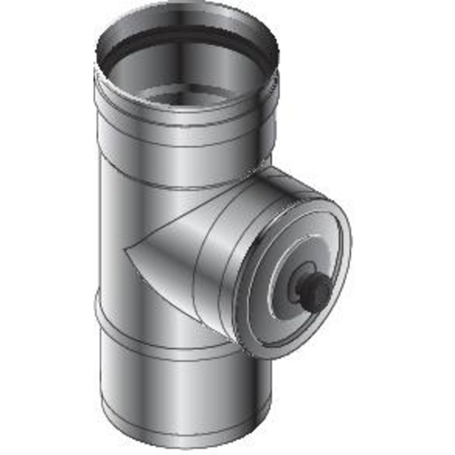 Inspectie T-stuk + deksel enkelwandig RVS SPG 200mm Roccheggiani VVE=2