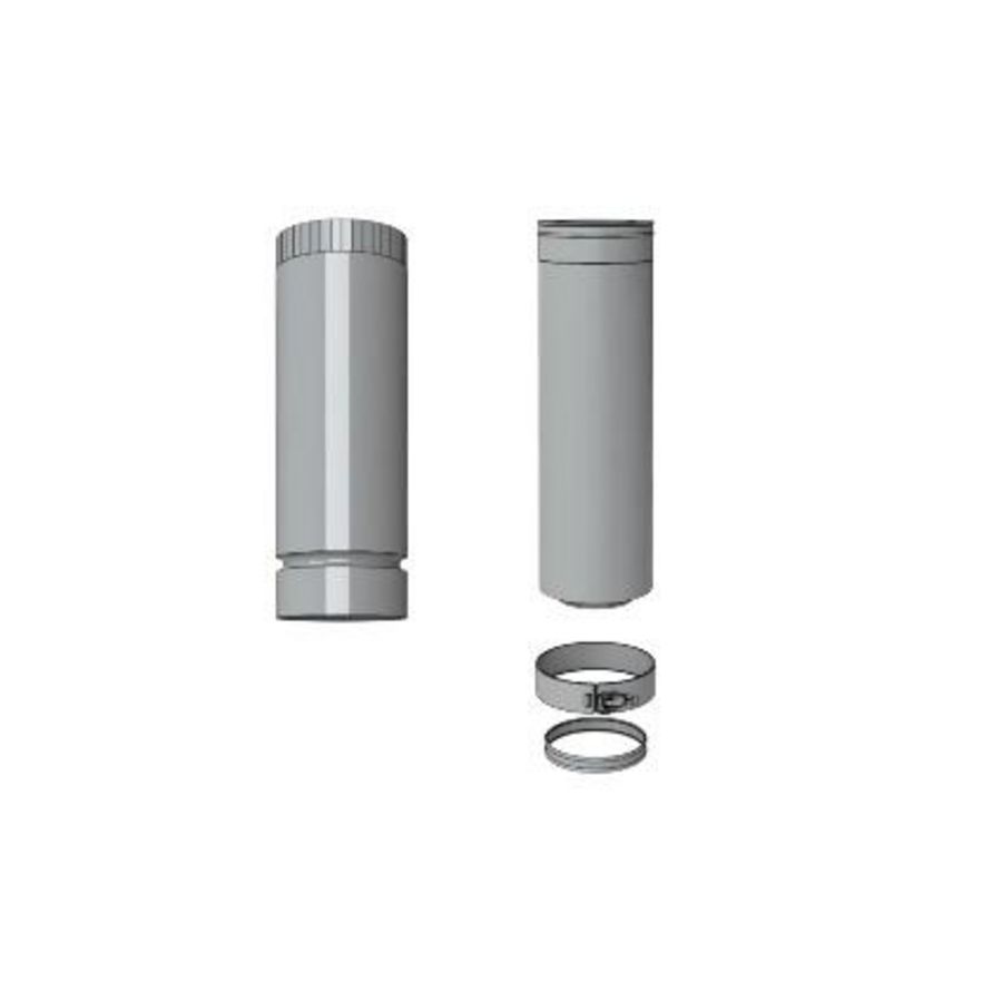 Verlengpijp RVS Ø150/100 bovendaks, L=500, zwart