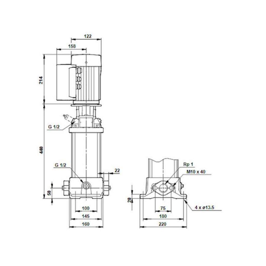 Centrifugaalpomp CRE1-13 A-A-A-E-HQQE 1x200-240 60HZ