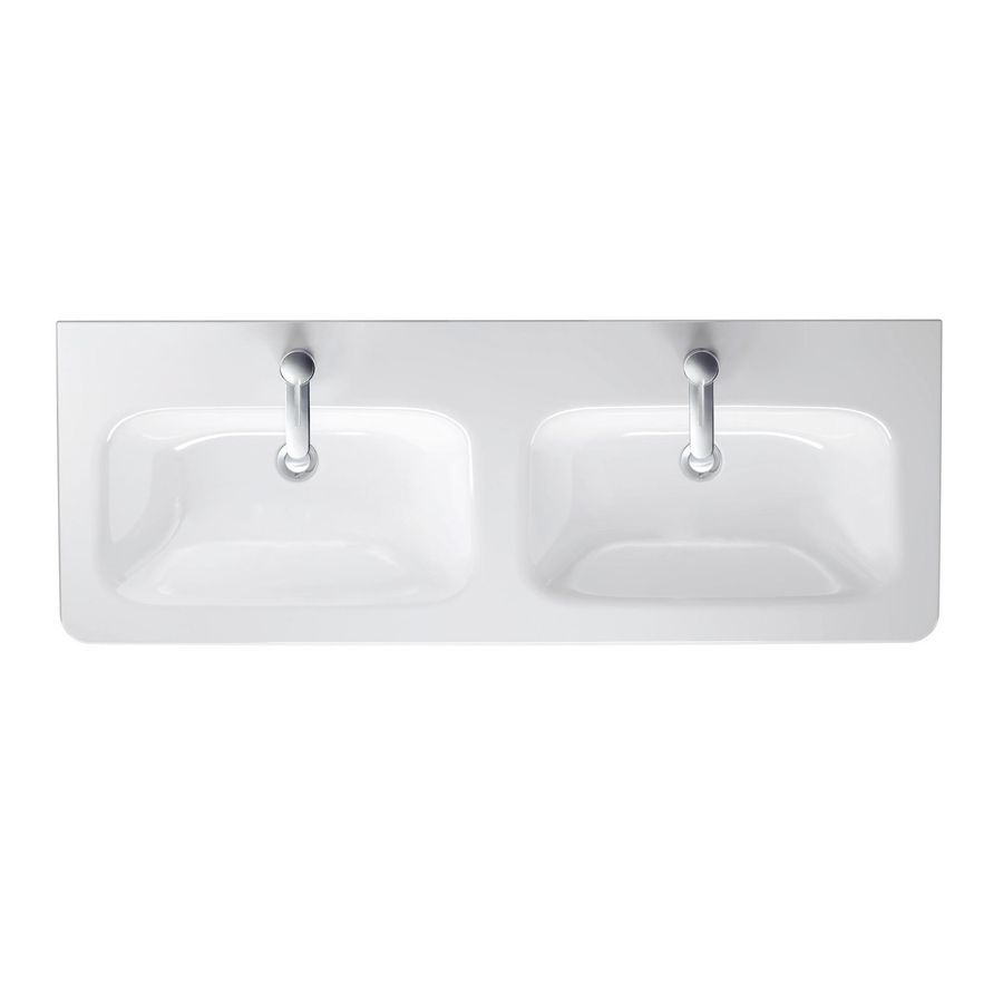 DURASTYLE #233813 dubbele wastafel 1300mm wit kraangaten per wasbak: 1  met overloop