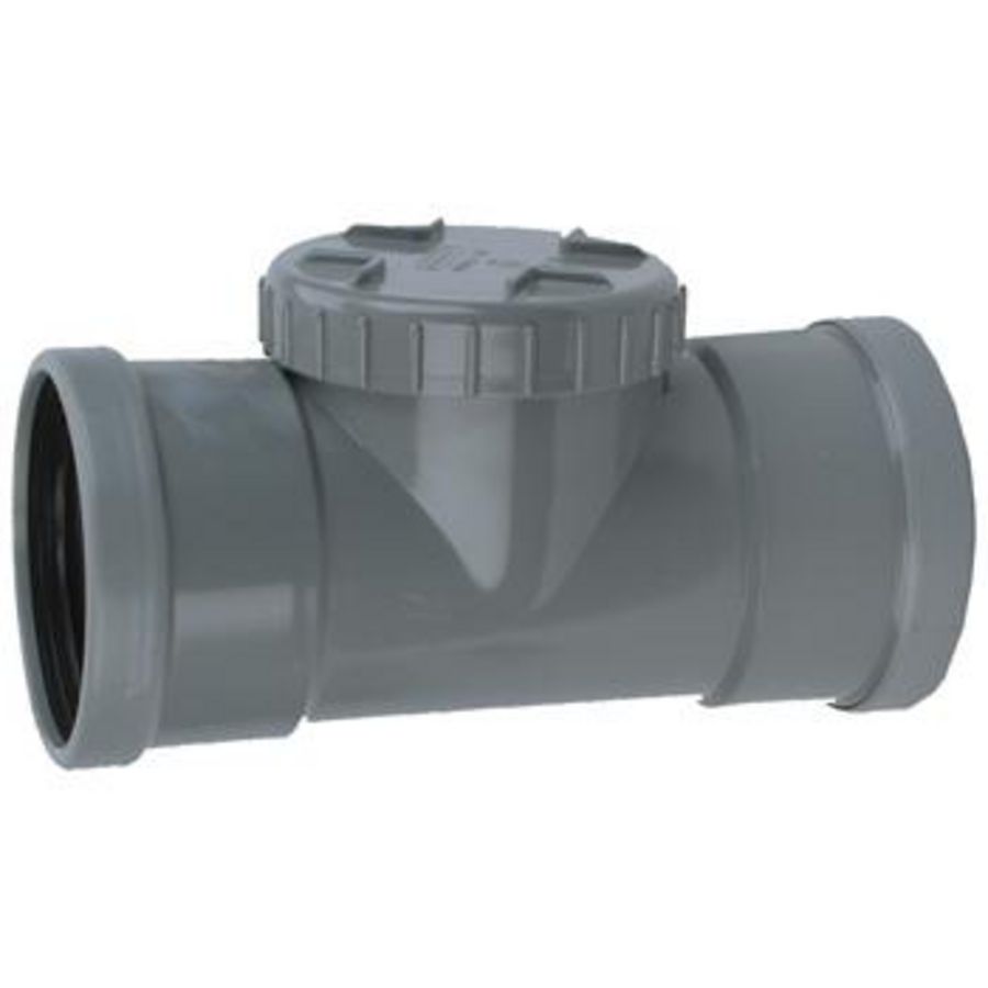 PVC manchet ontstoppingsstuk + schroefdeksel 160mm SN4 grijs mof/mof