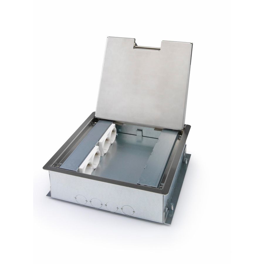 KRUISDOOS 2.0 4x 230V RA 4x leeg RVS deksel 15mm inleg met o