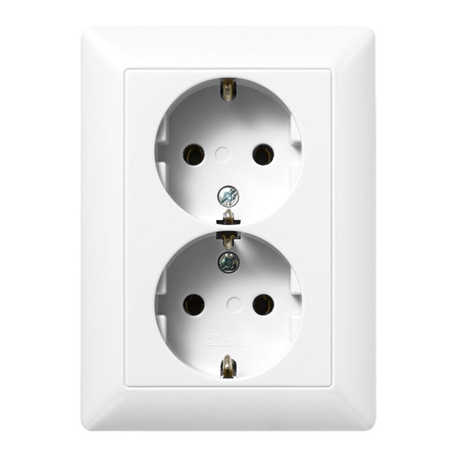 Wandcontactdoos alpine wit 2-voudig met randaarde AS500