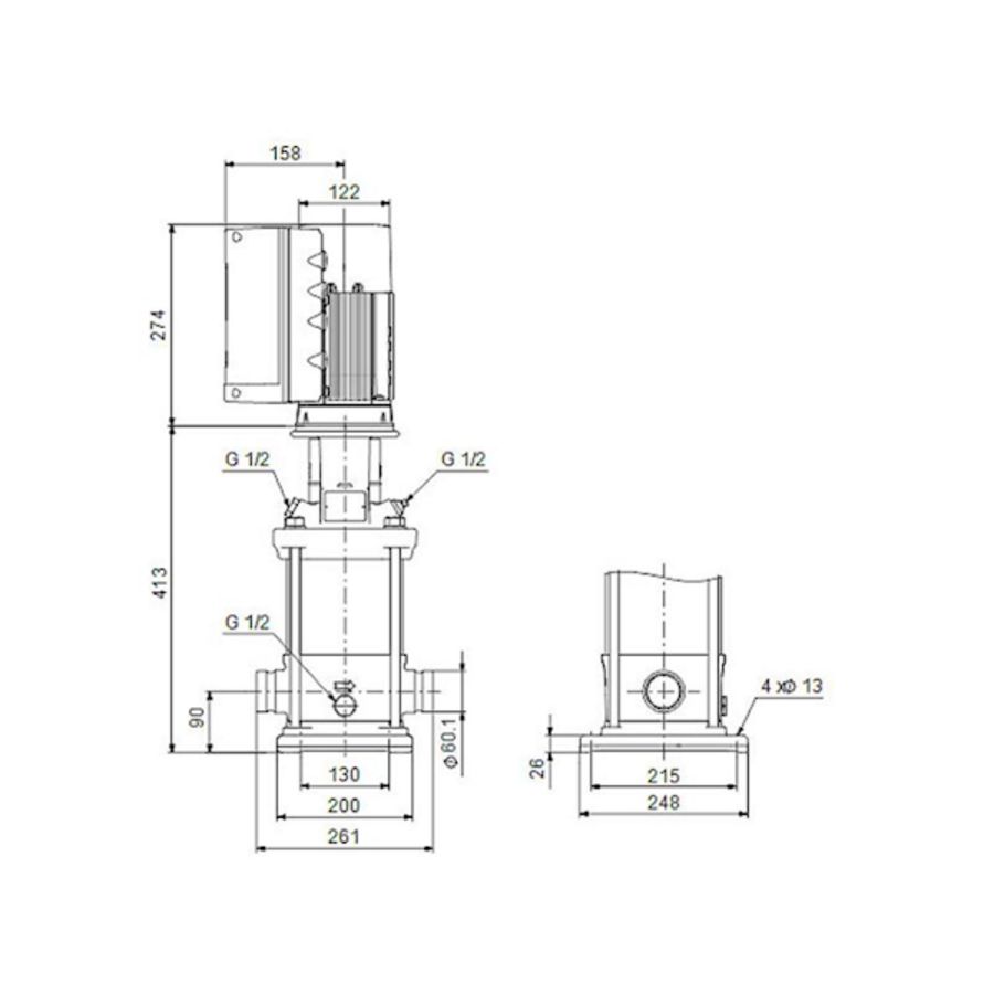 Centrifugaalpomp CRNE20-01 A-P-G-V-HQQV 3x380-500 60 HZ