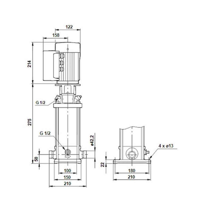 Centrifugaalpomp CRNE1-4 A-P-G-V-HQQV 1x200-240 60HZ