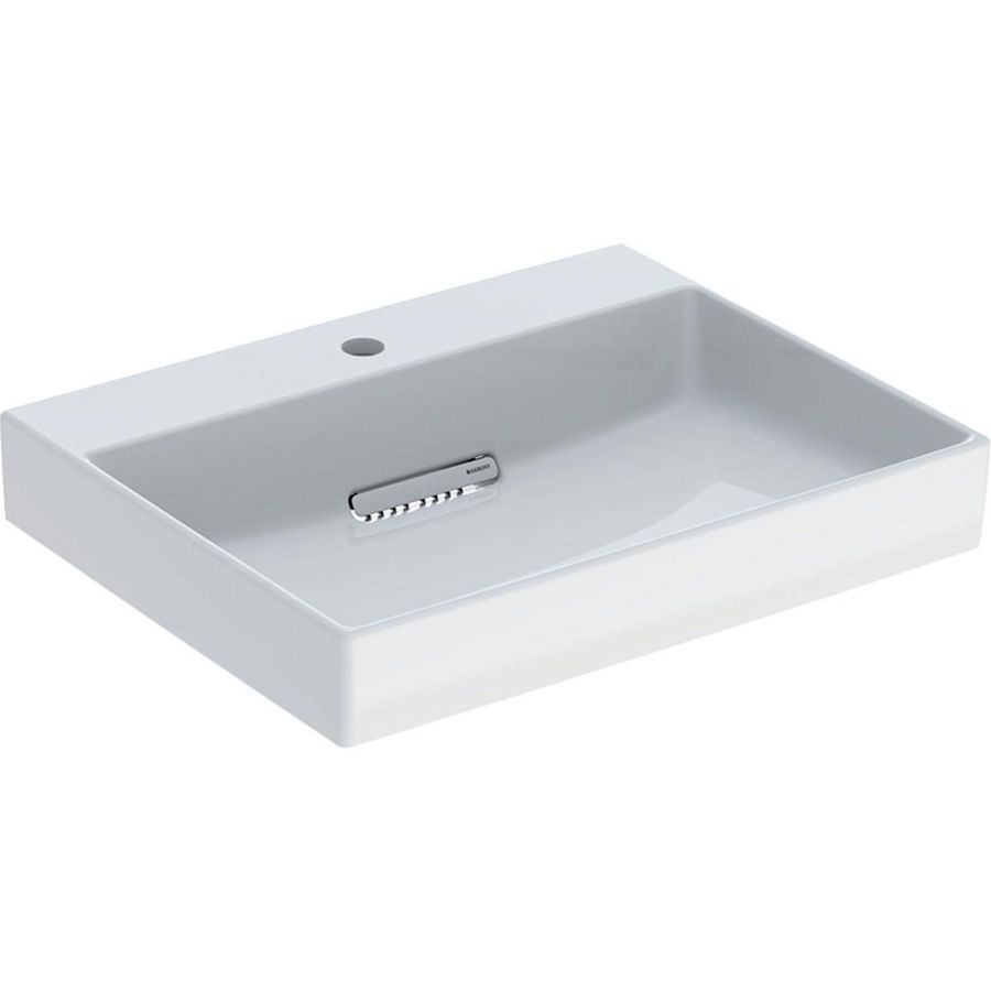 Wastafel 60x48cm afvoer horizontaal met kraangat gecentreerd wit Keratect ONE incl. sifon