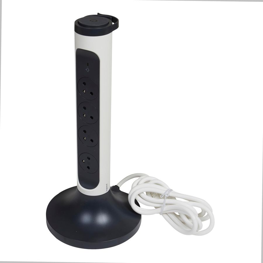 Contactdoos staand verticaal 4x2P Penaarde 2m OSB zwart-wit