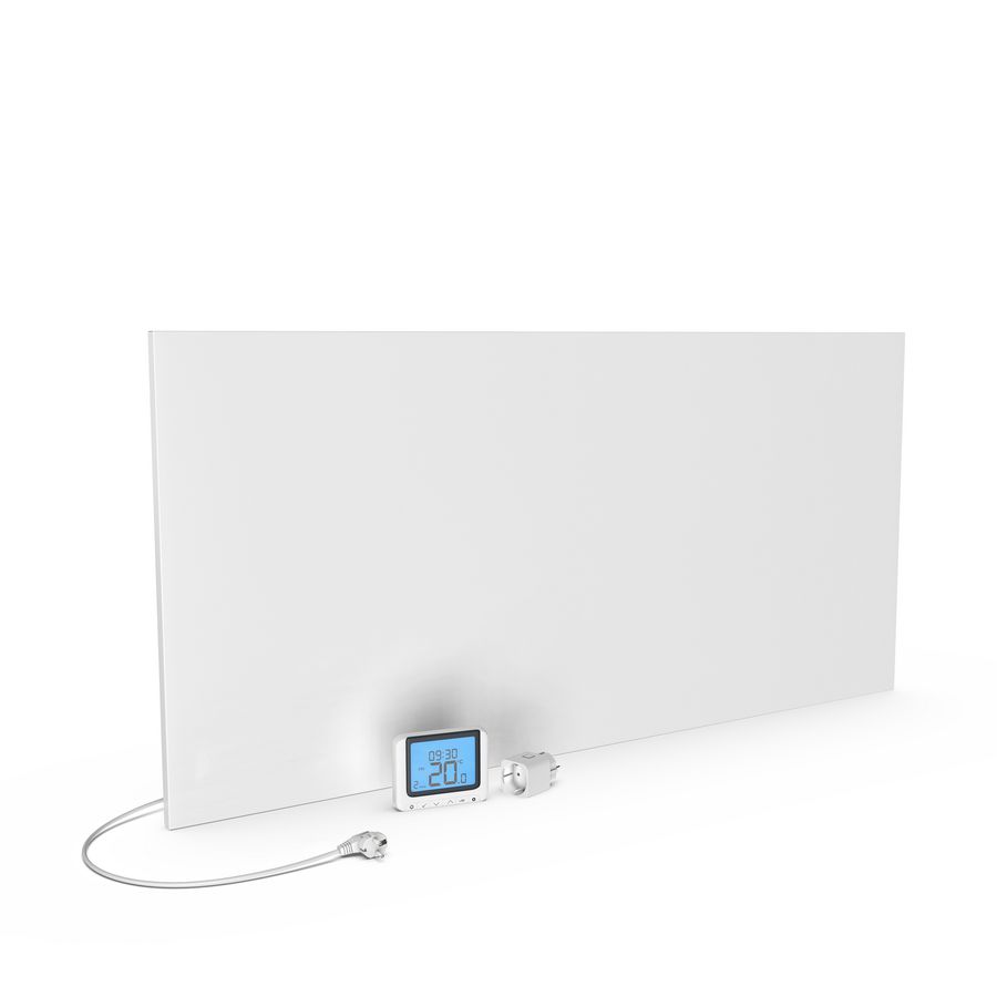 Infraroodpaneel HOME-DUO 593x1193mm 700W 230V structuur wit incl. draadloze thermostaat en stekker-ontvanger