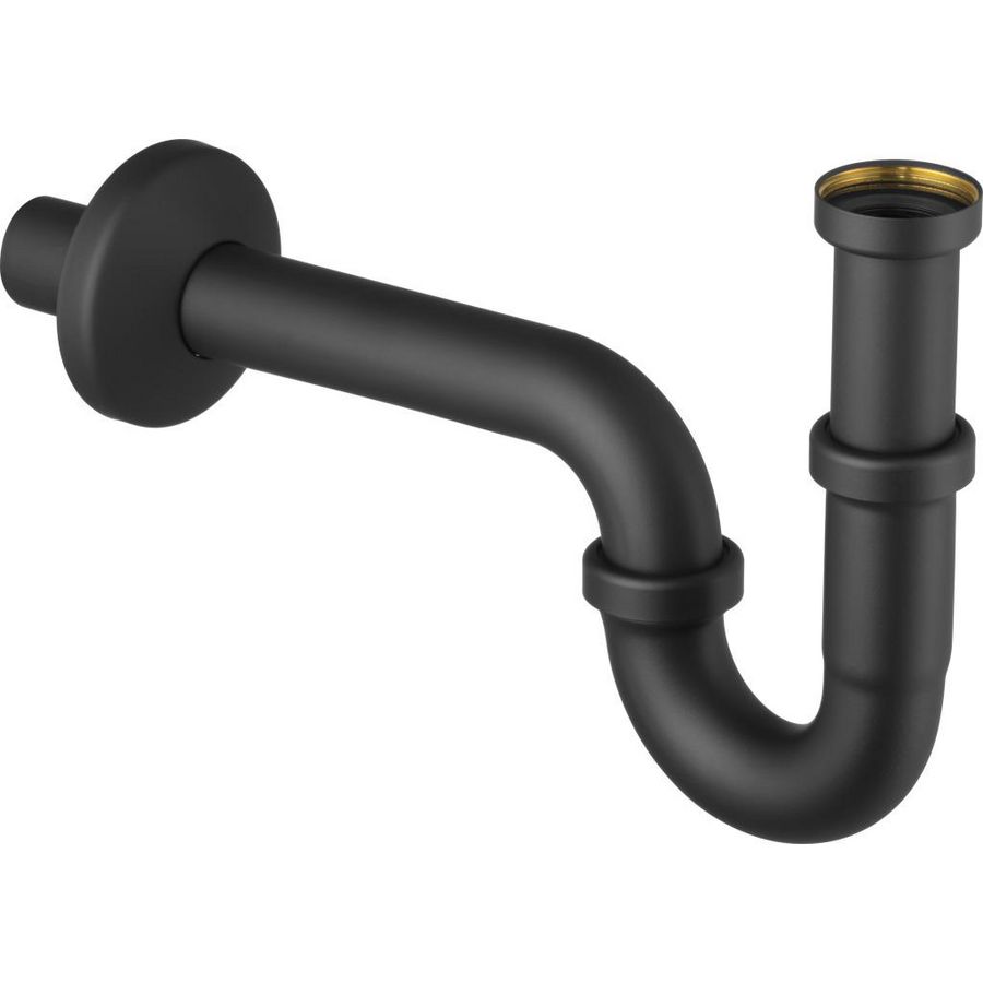 Buissifon 1.1/4" zwart mat incl. muurbuis+rozet verlengde uitvoering 5611.5