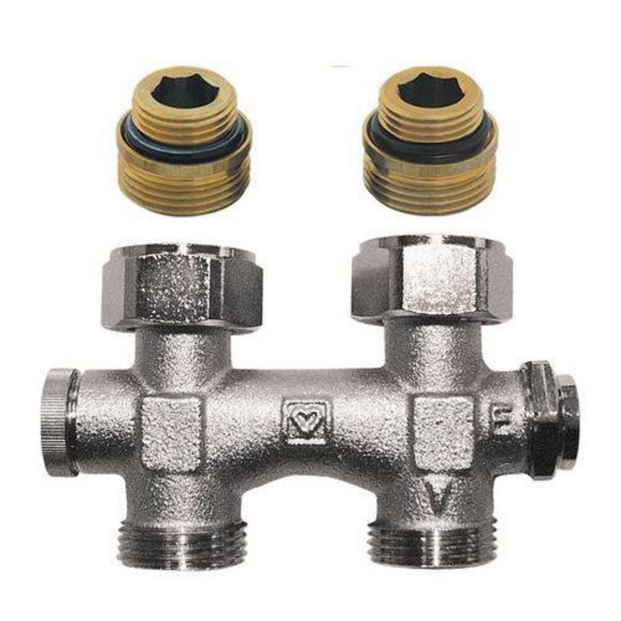 Bypass recht 1/2" 1- en 2-pijpssysteem 3/4" Euroconus