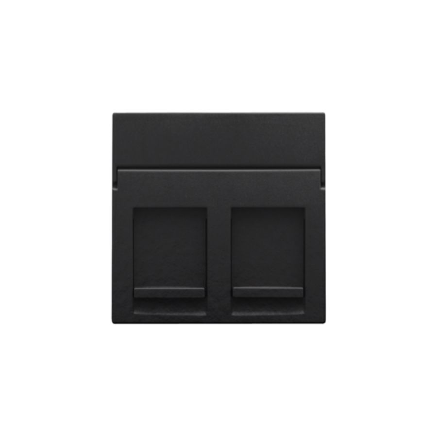 Centraalplaat data 2x RJ piano black coated