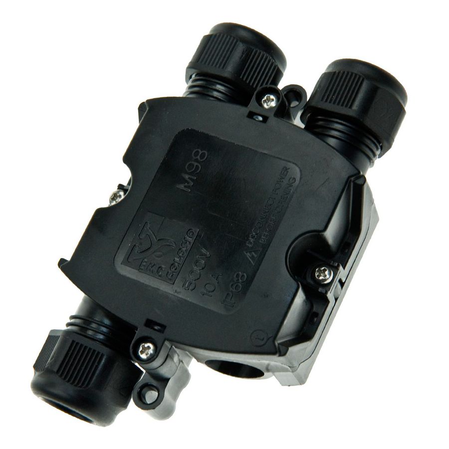 Connector waterdicht M98 1 lijn in - 2 lijnen uit 3-polig