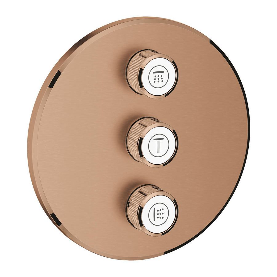 Grohtherm SMARTCONTROL afbouwdeel volume (3x) warm sunset geborsteld (mat bronskleurig) rond