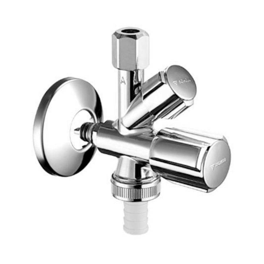 Quick combi.hoekstopkraan 1/2x3/8 (10mm) chroom v.steekadapter
