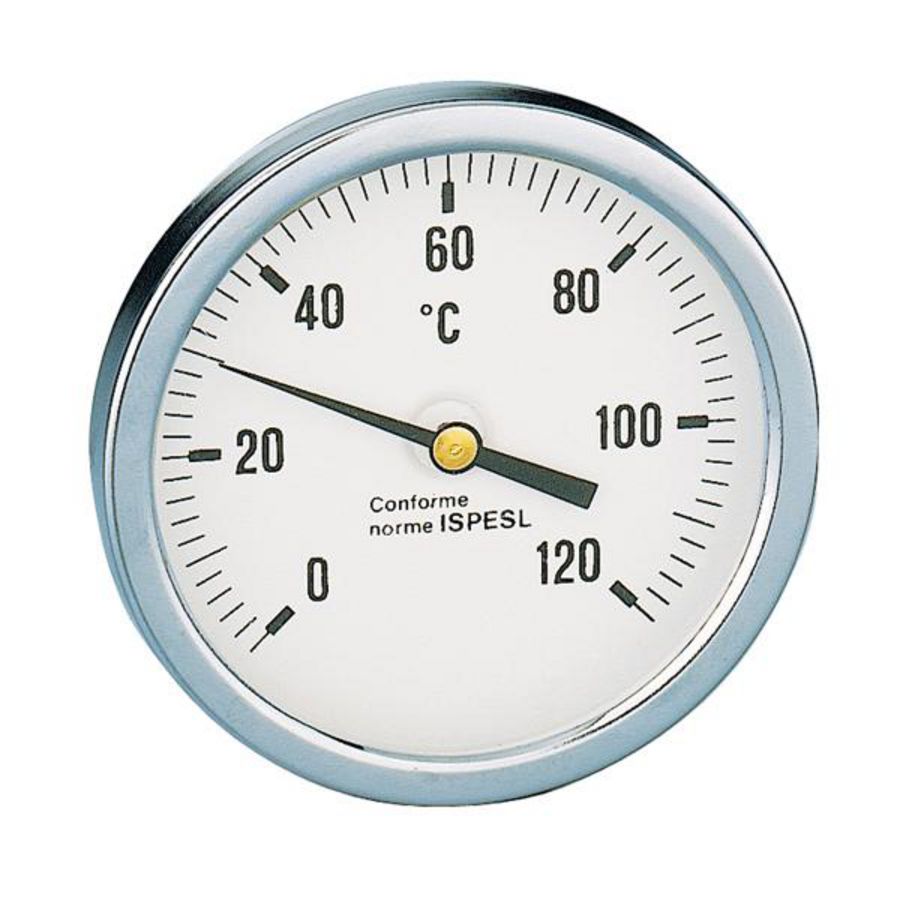 Thermometer achteraansluiting 1/2" 0-120°C. 80mm l 45mm