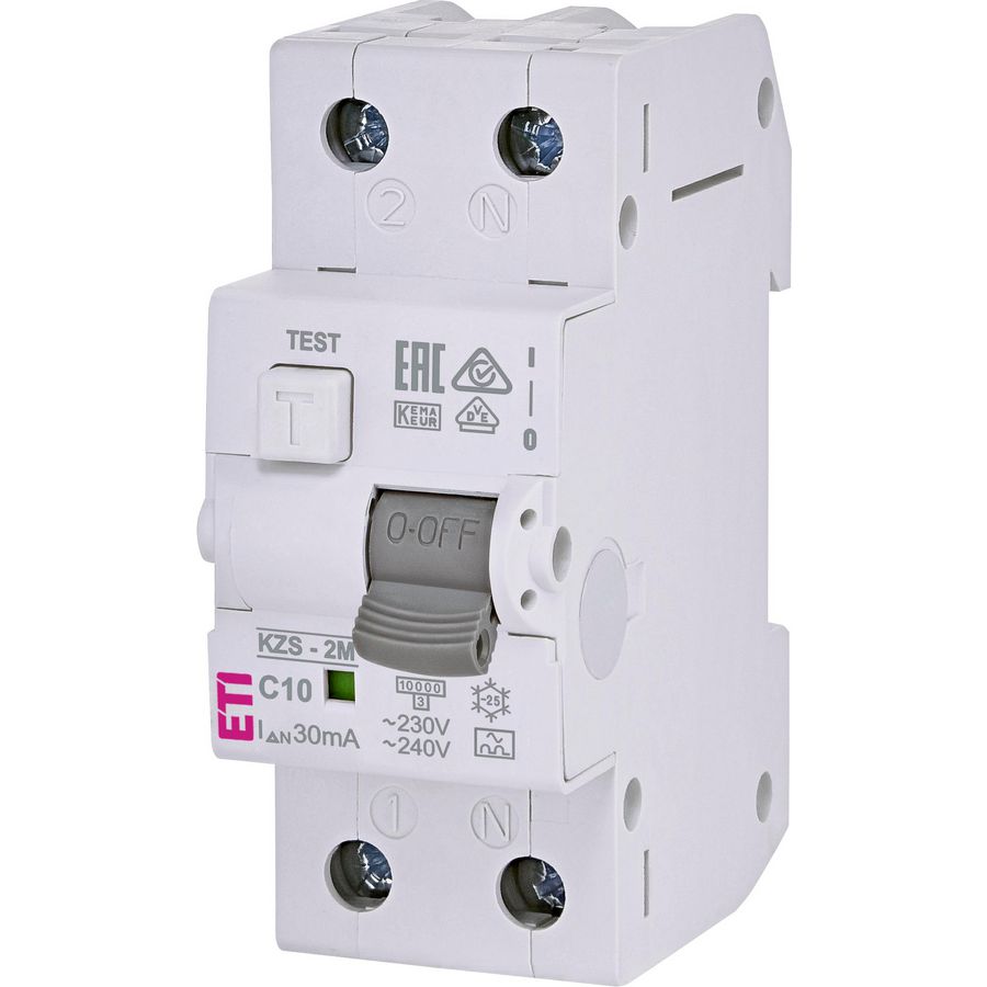 Aardlekautomaat KZS-2M C-kar. 10A 30mA 1-polig + Nul