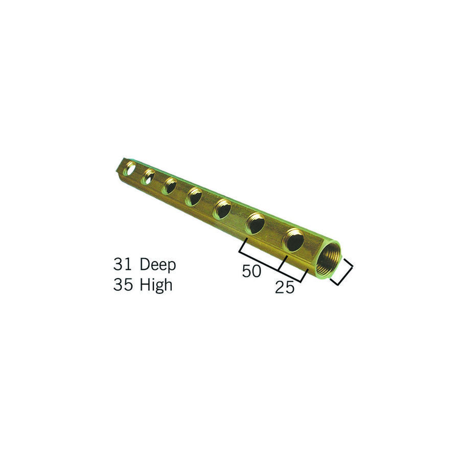 Verdeler 3/4" 1/2" aansl. zonder 3/8" ontlucht 3/4" 3x1/2"