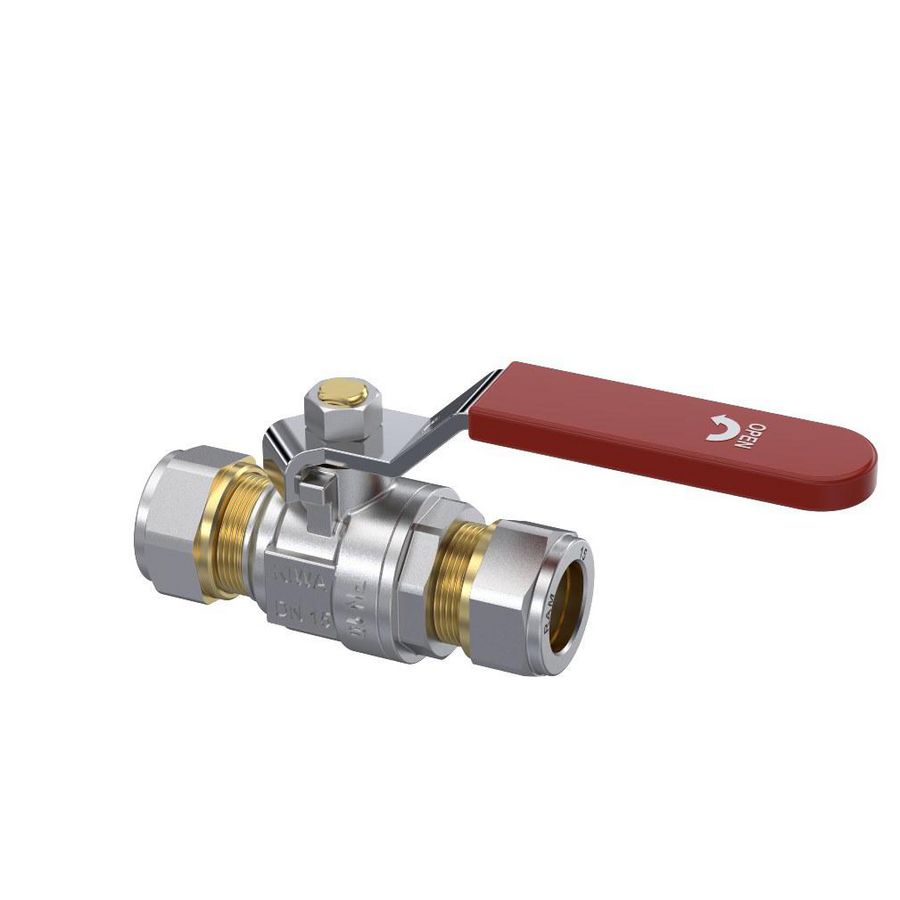 Kogelkraan S28 15mm knel vernikkeld