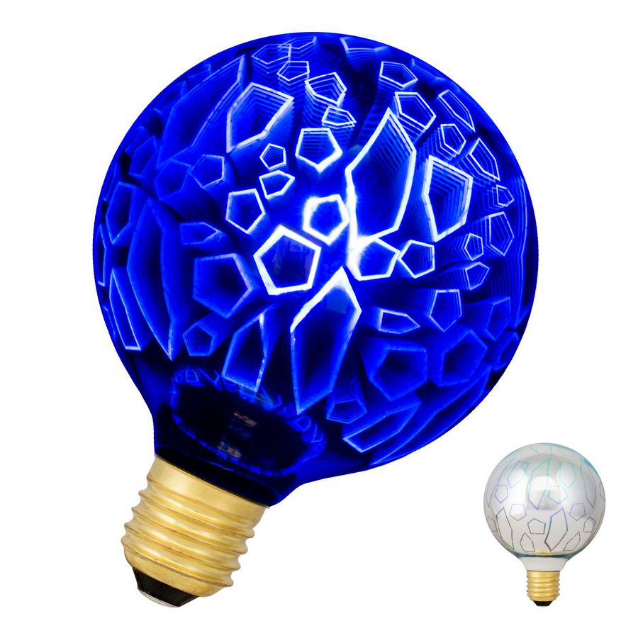 LED-lamp Magic 3D G95 E27 4.5W shards blauw