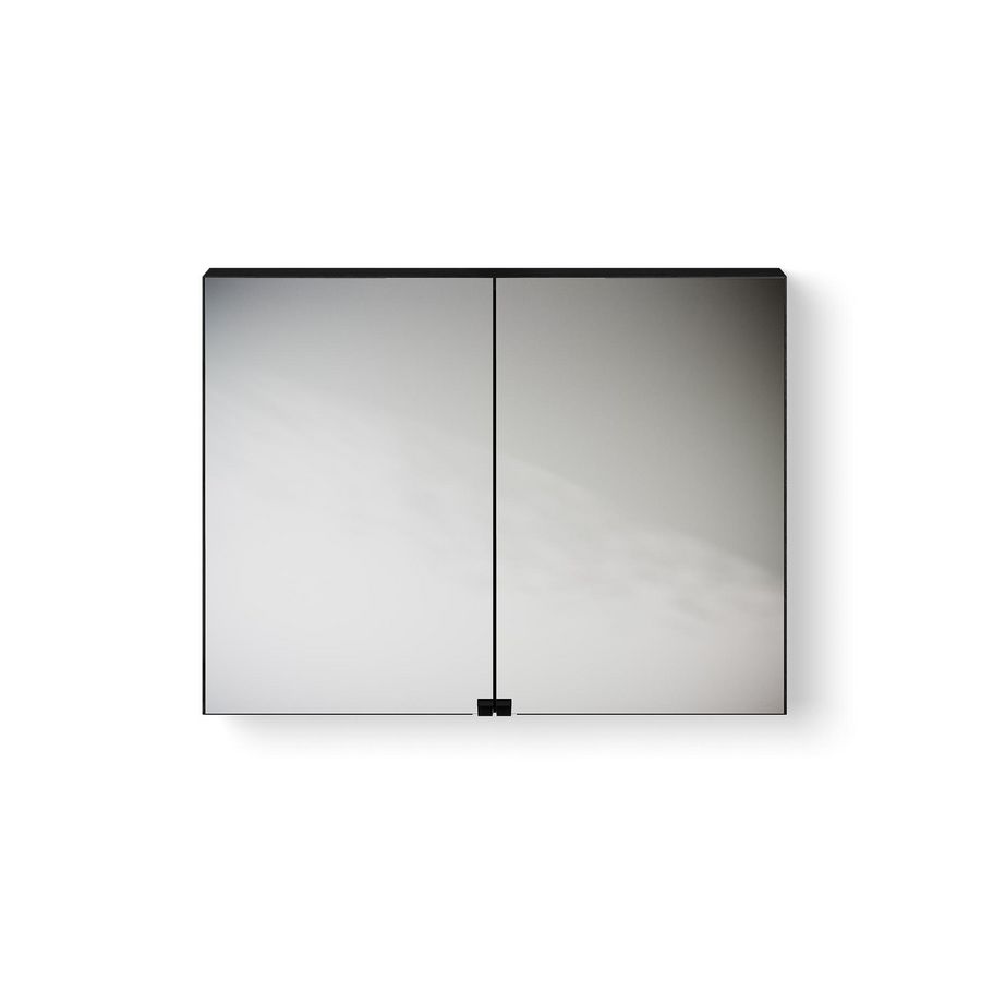 Wooden Mirror Cabinet / spiegelkast 700mm eiken black incl. stopcontact excl. verlichting