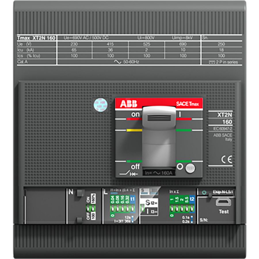 XT2H 160 Ekip Dip LSI In=100A 4p F F vast+vooraansl Ekip DIP