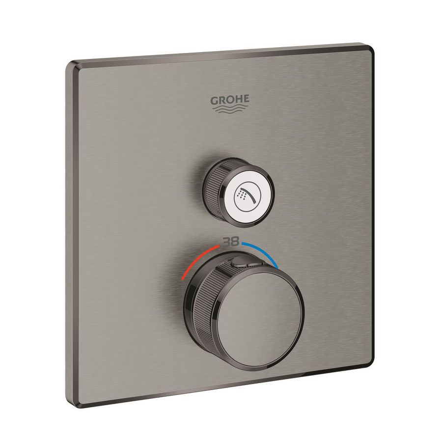 Grohtherm SMARTCONTROL douche afbouwdeel thermostaat vierkant hard graphite geborsteld (mat donker grijs)