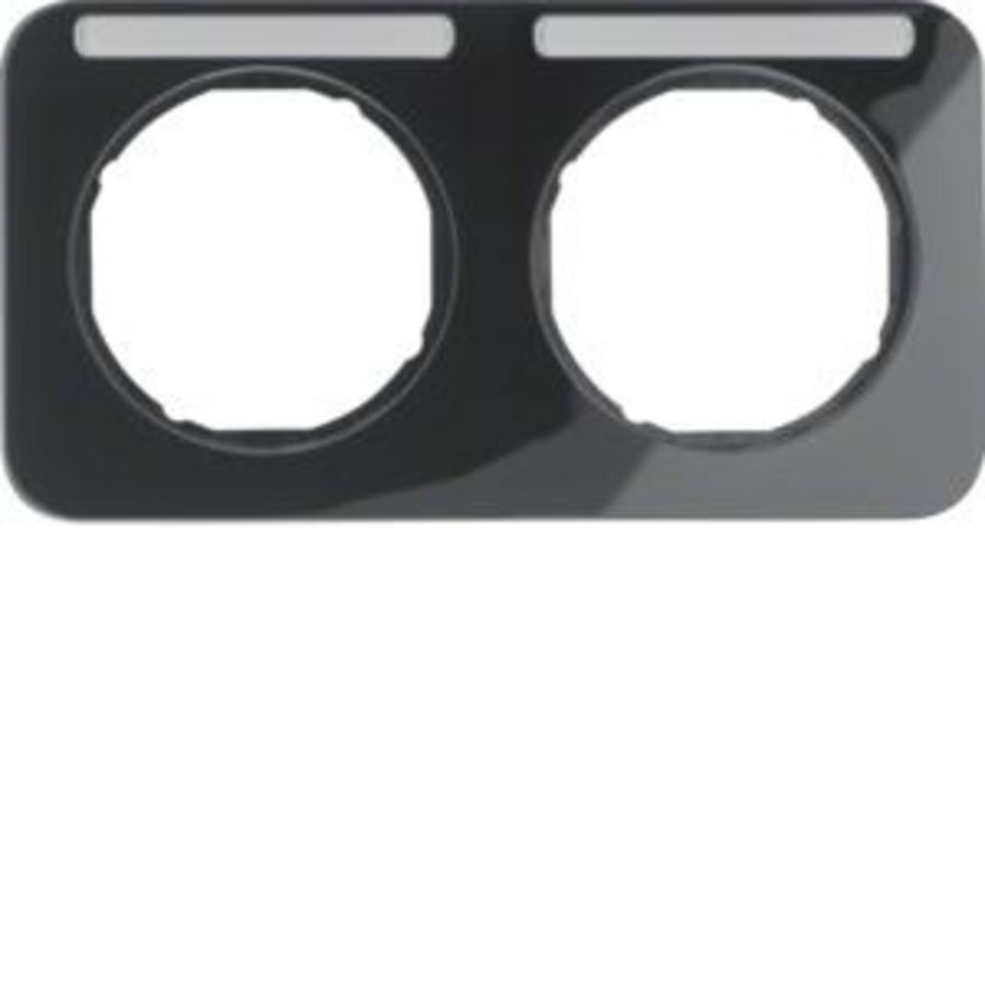 Afdekraam 2-v hor. met tekstveld berker R.1 zwart glans