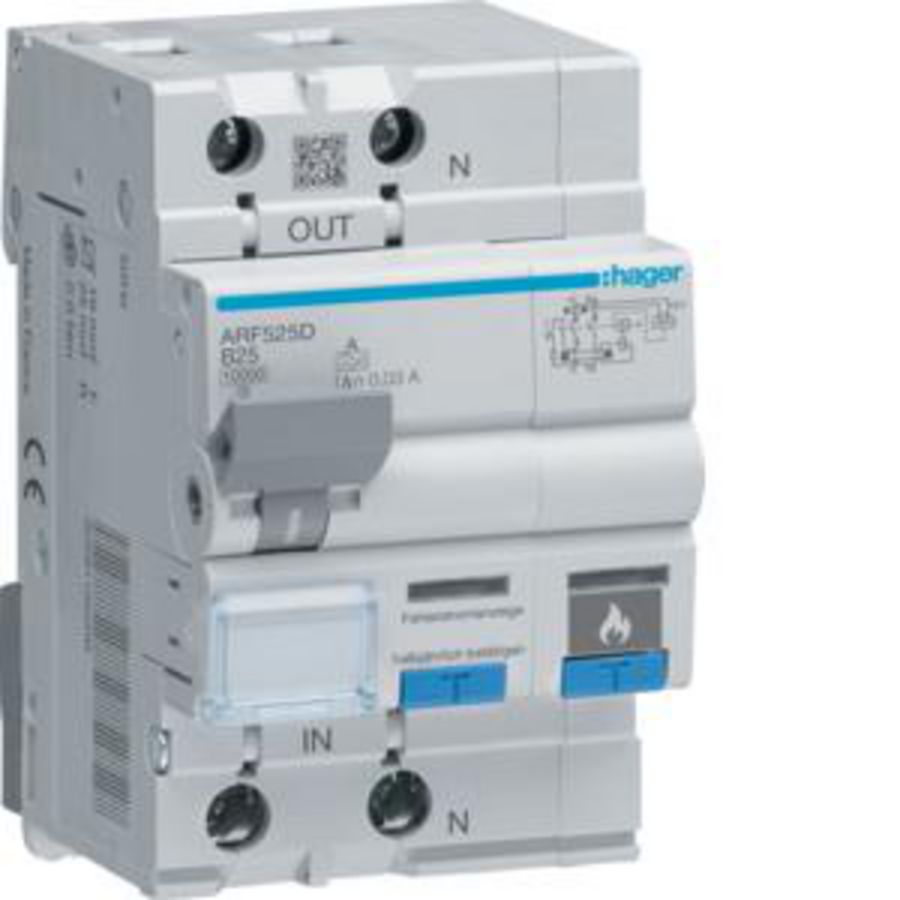 Aardlekautomaat met AFDD 1P+N 10kA B-25A 30mA A 3M