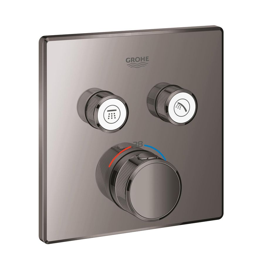 Grohtherm SMARTCONTROL afbouwdeel thermostaat met 2x omstel vierkant hard graphite (donker grijs)