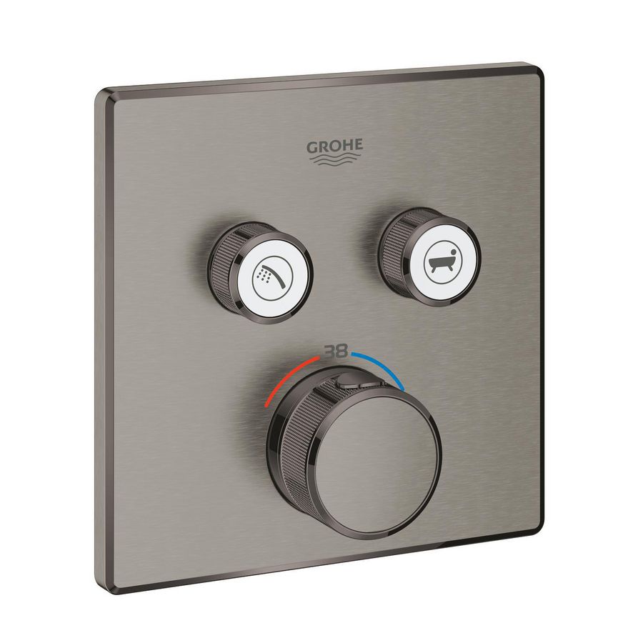 Grohtherm SMARTCONTROL afbouwdeel thermostaat met 2x omstel vierkant hard graphite geborsteld (mat donker grijs)