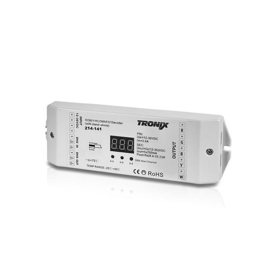 Ontvanger DMX 5 kanalen x 700mA constante stroom