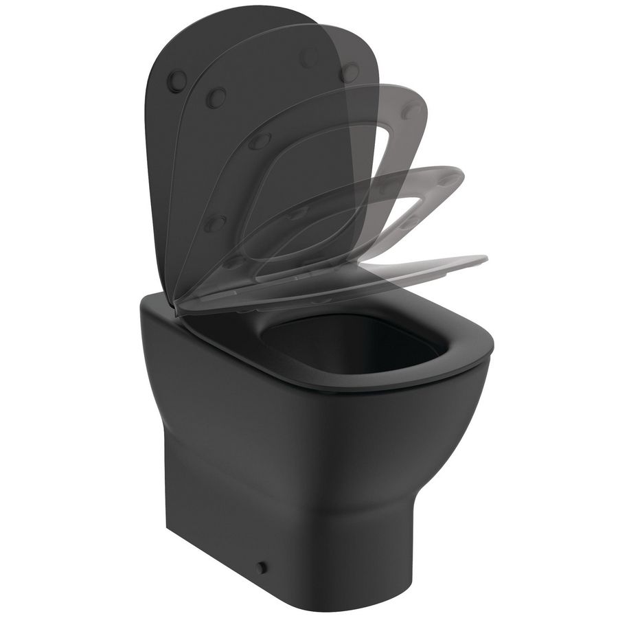 Tesi staand closet aquablade combipack incl. zitting en deksel dun softclosing silk black