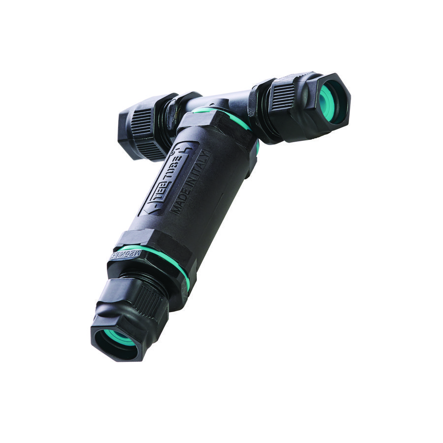 Connector waterdicht TH402 T-vorm 1 ingang - 2 uitgangen 3-polig