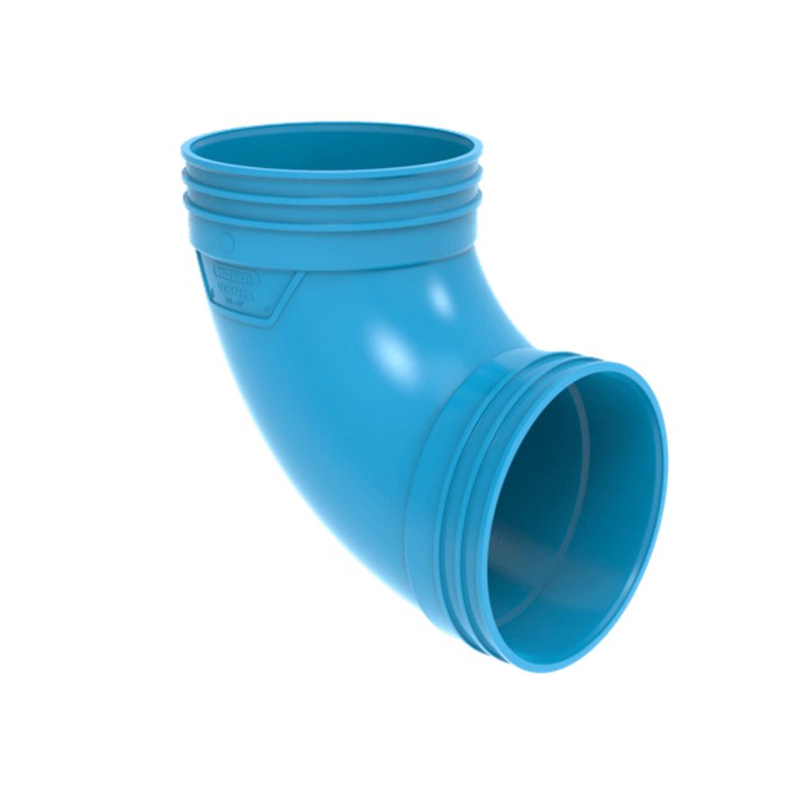 Bocht lijm 90° PVC luchtverdeelsysteem VENTIZA blauw Ø125mm mof/mof