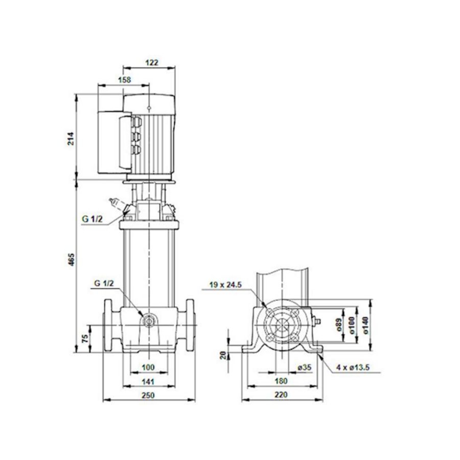 Centrifugaalpomp CRE1-13 A-FGJ-A-E-HQQE 1x200-240 60HZ