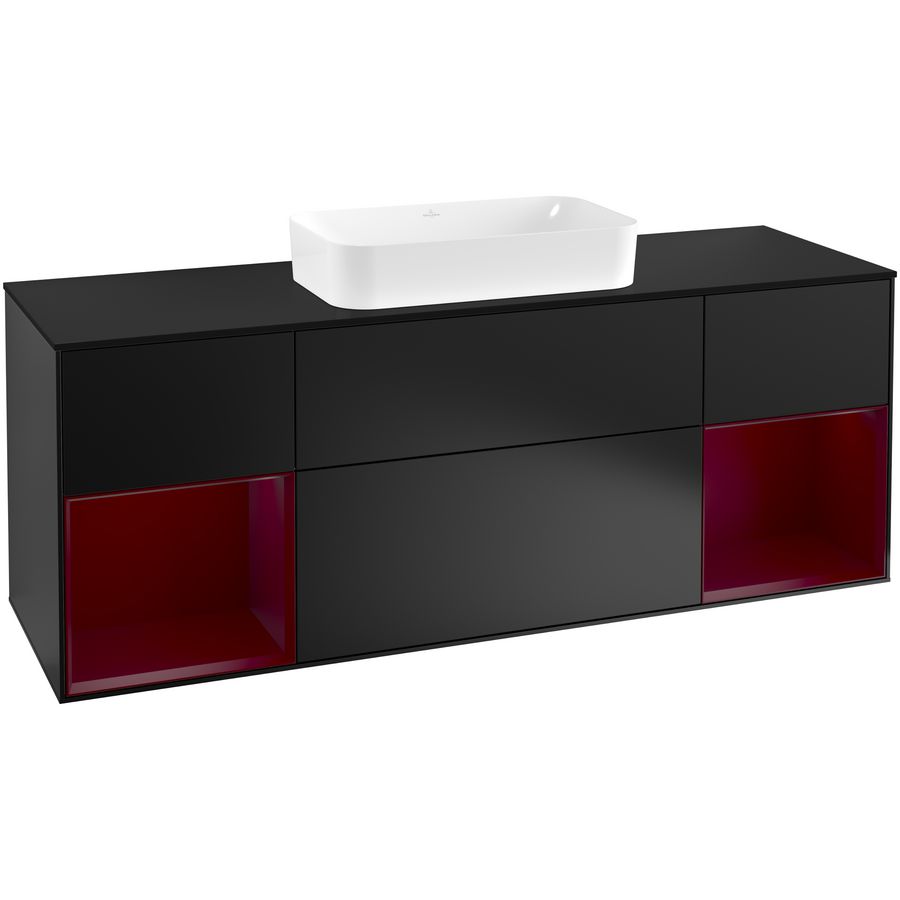 Wastafelonderkast Finion 1600x603x501mm Black Matt Lacquer G332HBPD