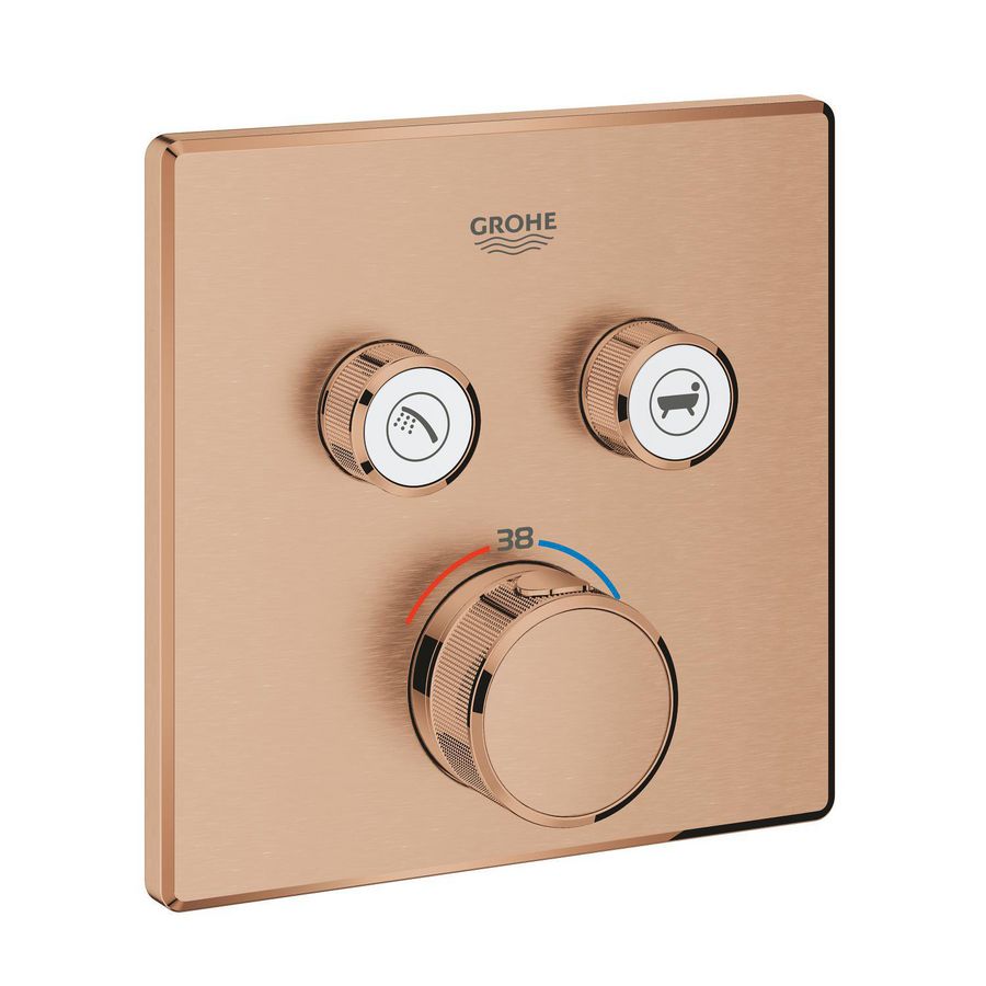 Grohtherm SMARTCONTROL afbouwdeel thermostaat met 2x omstel vierkant warm sunset geborsteld (mat bronskleurig)