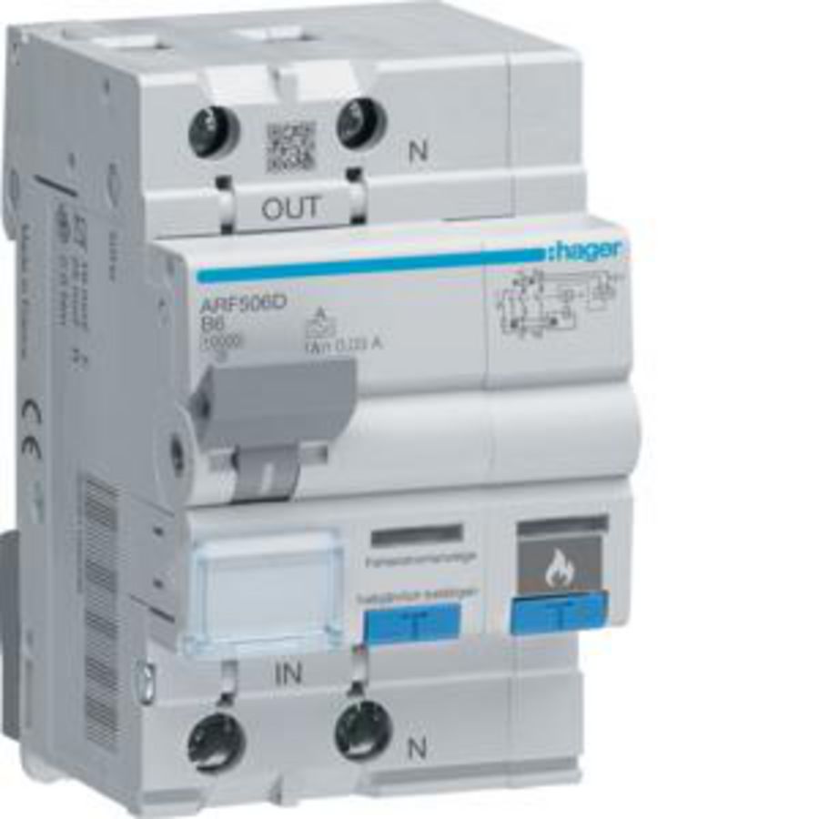 Aardlekautomaat met AFDD 1P+N 10kA B-6A 30mA A 3M