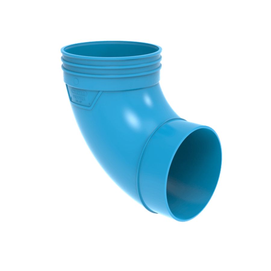 Bocht lijm 90° PVC luchtverdeelsysteem VENTIZA blauw Ø125mm mof/spie