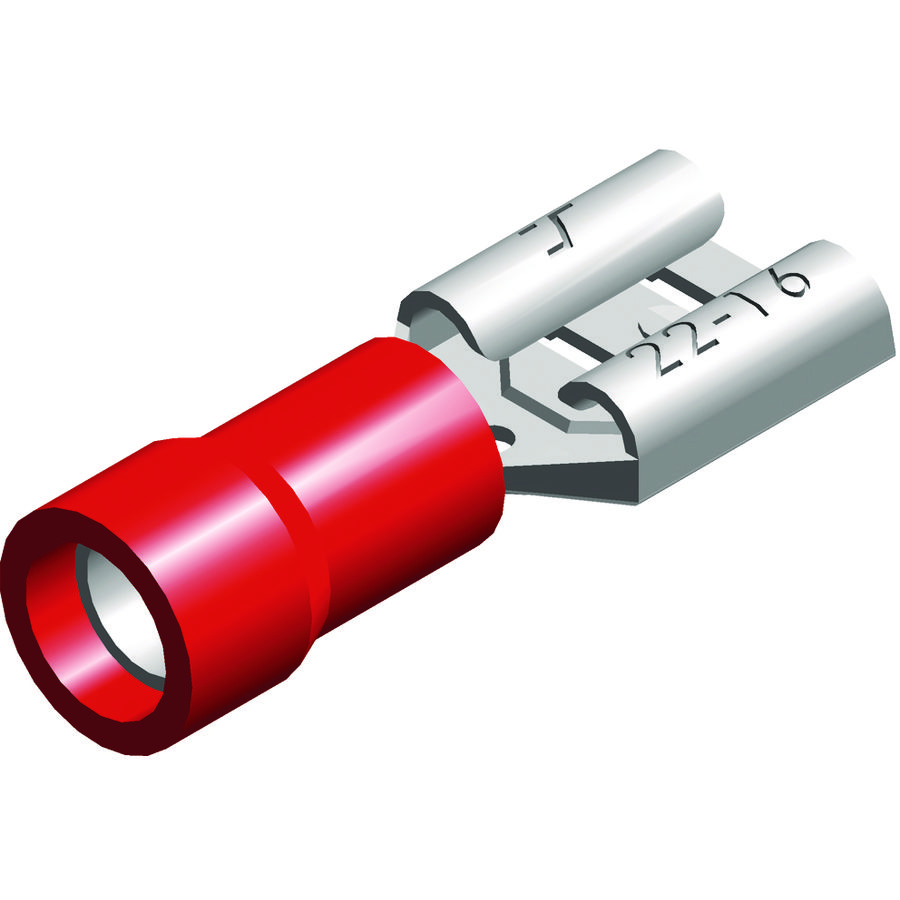 Doos a 100st. Vlakstekerhuls rood 0,5-1,5mm2 2,8x0,8