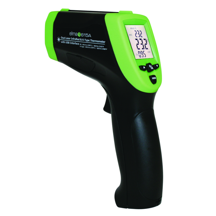 Professionele IR- en Type K-thermometer met dubbele laser